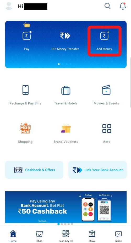 Paytmアプリの画面