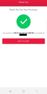 hi!AppのTop up成功画面